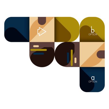 Infographics seçeneği ve adım adım içinde yuvarlak kareler, grafik, grafik, diyagram seçenekleri, parçalar, süreçleri ile unsuru