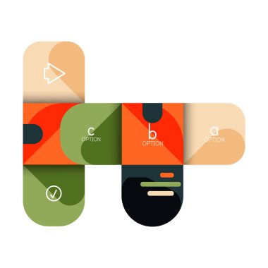 Infographics seçeneği ve adım adım içinde yuvarlak kareler, grafik, grafik, diyagram seçenekleri, parçalar, süreçleri ile unsuru