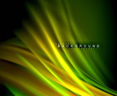 Neon parlayan dalga, sihirli enerji ve ışık arka plan. Vektör duvar kağıdı şablonu