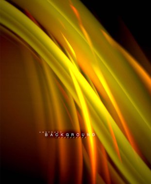 Neon parlayan dalga, sihirli enerji ve ışık arka plan. Vektör duvar kağıdı şablonu