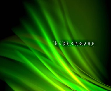 Neon parlayan dalga, sihirli enerji ve ışık arka plan. Vektör duvar kağıdı şablonu