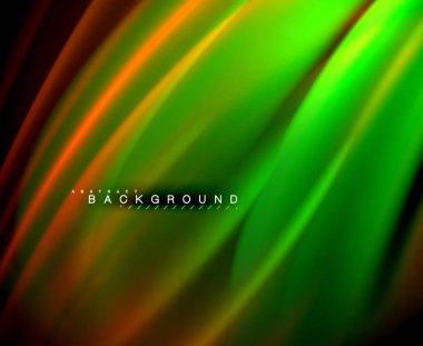 Neon parlayan dalga, sihirli enerji ve ışık arka plan. Vektör duvar kağıdı şablonu