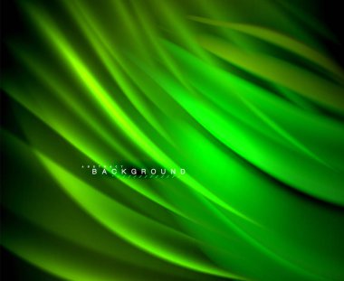 Neon parlayan dalga, sihirli enerji ve ışık arka plan. Vektör duvar kağıdı şablonu