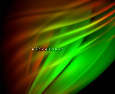 Neon parlayan dalga, sihirli enerji ve ışık arka plan. Vektör duvar kağıdı şablonu