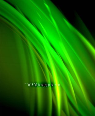 Neon parlayan dalga, sihirli enerji ve ışık arka plan. Vektör duvar kağıdı şablonu