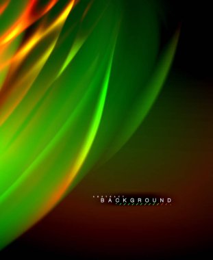 Neon parlayan dalga, sihirli enerji ve ışık arka plan. Vektör duvar kağıdı şablonu