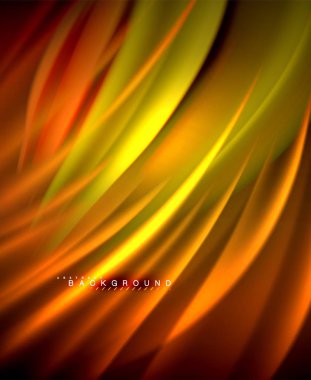 Neon parlayan dalga, sihirli enerji ve ışık arka plan. Vektör duvar kağıdı şablonu