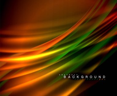 Neon parlayan dalga, sihirli enerji ve ışık arka plan. Vektör duvar kağıdı şablonu, illüstrasyon