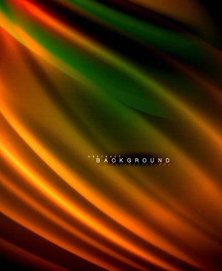 Neon parlayan dalga, sihirli enerji ve ışık arka plan. Vektör duvar kağıdı şablonu