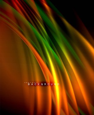 Neon parlayan dalga, sihirli enerji ve ışık arka plan. Vektör duvar kağıdı şablonu