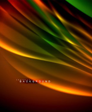 Neon parlayan dalga, sihirli enerji ve ışık arka plan. Vektör duvar kağıdı şablonu