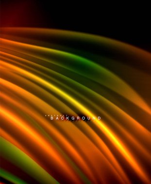 Neon parlayan dalga, sihirli enerji ve ışık arka plan. Vektör duvar kağıdı şablonu