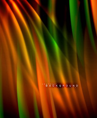 Neon parlayan dalga, sihirli enerji ve ışık arka plan. Vektör duvar kağıdı şablonu