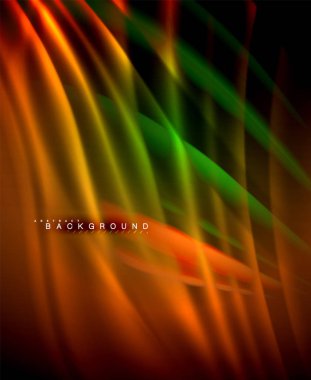 Neon parlayan dalga, sihirli enerji ve ışık arka plan. Vektör duvar kağıdı şablonu