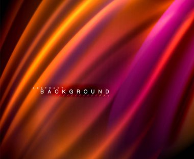 Neon parlayan dalga, sihirli enerji ve ışık arka plan. Vektör duvar kağıdı şablonu