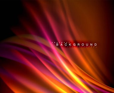 Neon parlayan dalga, sihirli enerji ve ışık arka plan. Vektör duvar kağıdı şablonu