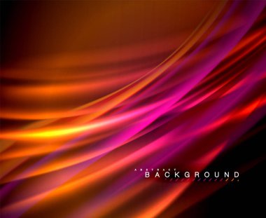 Neon parlayan dalga, sihirli enerji ve ışık arka plan. Vektör duvar kağıdı şablonu