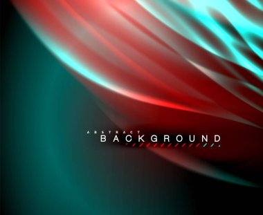 Neon parlayan dalga, sihirli enerji ve ışık arka plan. Vektör duvar kağıdı şablonu