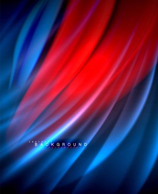 Neon parlayan dalga, sihirli enerji ve ışık arka plan. Vektör duvar kağıdı şablonu