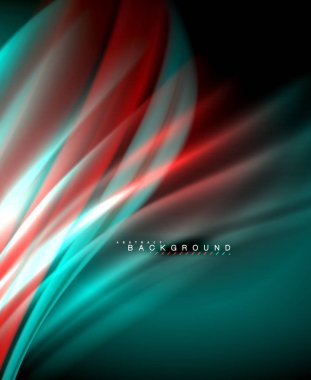 Neon parlayan dalga, sihirli enerji ve ışık arka plan. Vektör duvar kağıdı şablonu