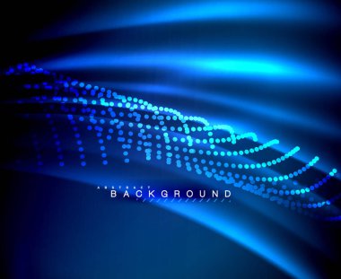 Neon parlayan techno hatları, yüksek teknoloji fütüristik arka plan şablonu kare şekilleri ile