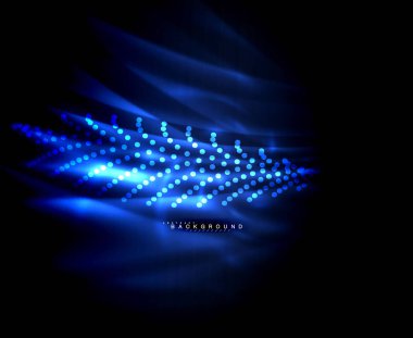 Neon parlayan techno hatları, yüksek teknoloji fütüristik arka plan şablonu kare şekilleri ile