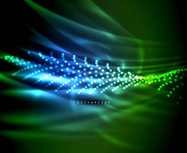 Neon parlayan techno hatları, yüksek teknoloji fütüristik arka plan şablonu kare şekilleri ile