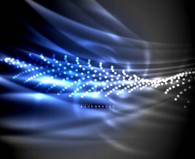 Neon parlayan techno hatları, yüksek teknoloji fütüristik arka plan şablonu kare şekilleri ile