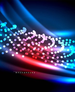 Neon parlayan techno hatları, yüksek teknoloji fütüristik arka plan şablonu kare şekilleri ile