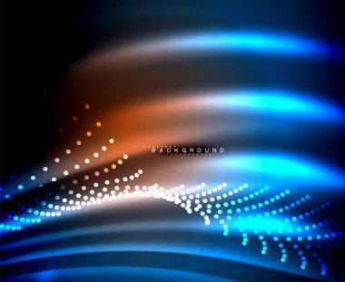 Neon parlayan techno hatları, yüksek teknoloji fütüristik arka plan şablonu kare şekilleri ile