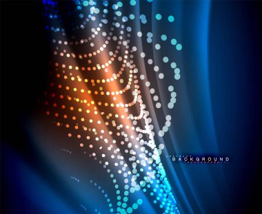 Neon parlayan techno hatları, yüksek teknoloji fütüristik arka plan şablonu kare şekilleri ile