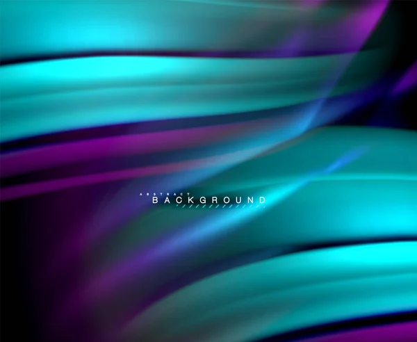 Neon glowing wave, magic energy and light motion background. Vector wallpaper template — Stock Vector