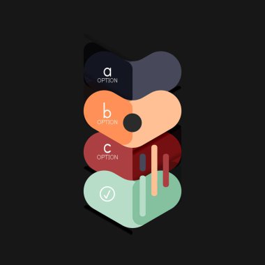 Düz tasarım geometrik infographics, ok şekli vektör etiket veya etiket, Fiyat etiketleri, promosyon rozet, simgesi tasarım, kağıt tarzı düzeni verileri grafik görselleştirme adım adım süreci için için teklif