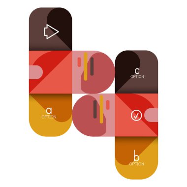 Infographics seçeneği ve adım adım içinde yuvarlak kareler, grafik, grafik, diyagram seçenekleri, parçalar, süreçleri ile unsuru