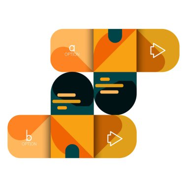 Infographics seçeneği ve adım adım içinde yuvarlak kareler, grafik, grafik, diyagram seçenekleri, parçalar, süreçleri ile unsuru