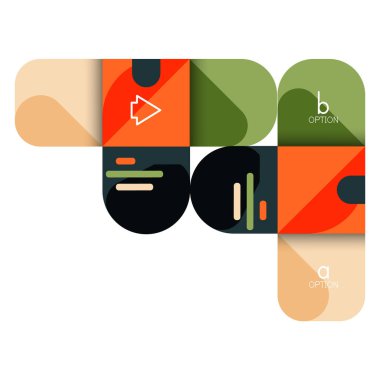 Infographics seçeneği ve adım adım içinde yuvarlak kareler, grafik, grafik, diyagram seçenekleri, parçalar, süreçleri ile unsuru