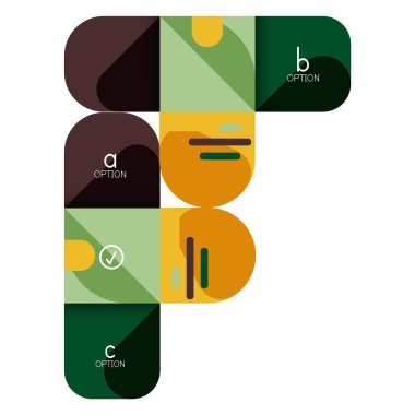 Infographics seçeneği ve adım adım içinde yuvarlak kareler, grafik, grafik, diyagram seçenekleri, parçalar, süreçleri ile unsuru