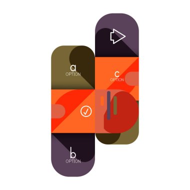 Infographics seçeneği ve adım adım içinde yuvarlak kareler, grafik, grafik, diyagram seçenekleri, parçalar, süreçleri ile unsuru