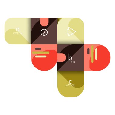 Infographics seçeneği ve adım adım içinde yuvarlak kareler, grafik, grafik, diyagram seçenekleri, parçalar, süreçleri ile unsuru