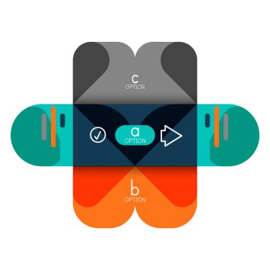 Infographics seçeneği ve adım adım içinde yuvarlak kareler, grafik, grafik, diyagram seçenekleri, parçalar, süreçleri ile unsuru