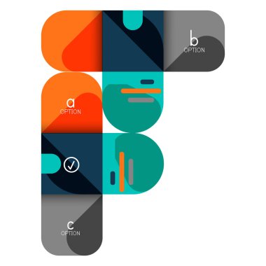 Infographics seçeneği ve adım adım içinde yuvarlak kareler, grafik, grafik, diyagram seçenekleri, parçalar, süreçleri ile unsuru