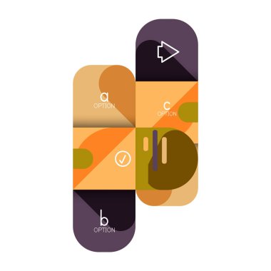 Infographics seçeneği ve adım adım içinde yuvarlak kareler, grafik, grafik, diyagram seçenekleri, parçalar, süreçleri ile unsuru