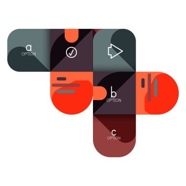 Infographics seçeneği ve adım adım içinde yuvarlak kareler, grafik, grafik, diyagram seçenekleri, parçalar, süreçleri ile unsuru