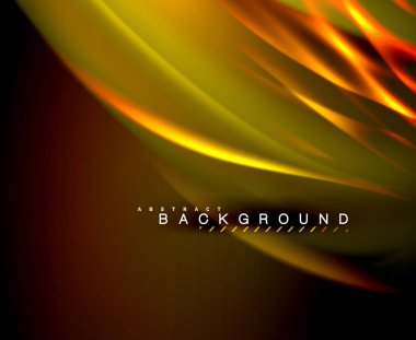 Neon parlayan dalga, sihirli enerji ve ışık arka plan. Vektör duvar kağıdı şablonu