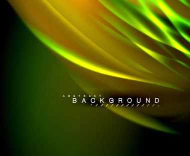 Neon parlayan dalga, sihirli enerji ve ışık arka plan. Vektör duvar kağıdı şablonu