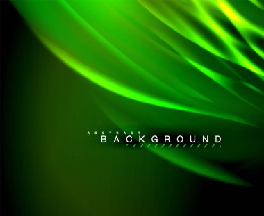 Neon parlayan dalga, sihirli enerji ve ışık arka plan. Vektör duvar kağıdı şablonu