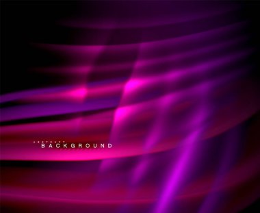 Neon parlayan dalga, sihirli enerji ve ışık arka plan. Vektör duvar kağıdı şablonu