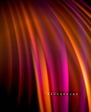 Neon parlayan dalga, sihirli enerji ve ışık arka plan. Vektör duvar kağıdı şablonu