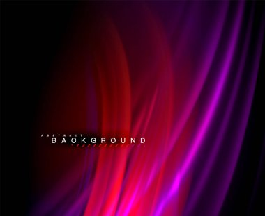 Neon parlayan dalga, sihirli enerji ve ışık arka plan. Vektör duvar kağıdı şablonu