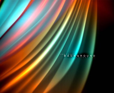 Neon parlayan dalga, sihirli enerji ve ışık arka plan. Vektör duvar kağıdı şablonu